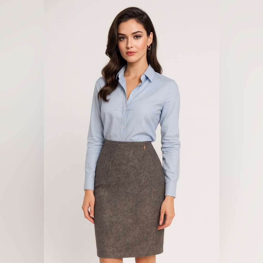 Roberta Scarpa Speckled Gray Wool Pencil‎ Skirt Sz. 12